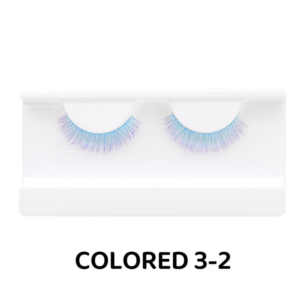 1/3 Pairs Blue Pink Fake Lashes Natural Long Eye Lashes Colorful Eyelashes  for Women Girls and COS