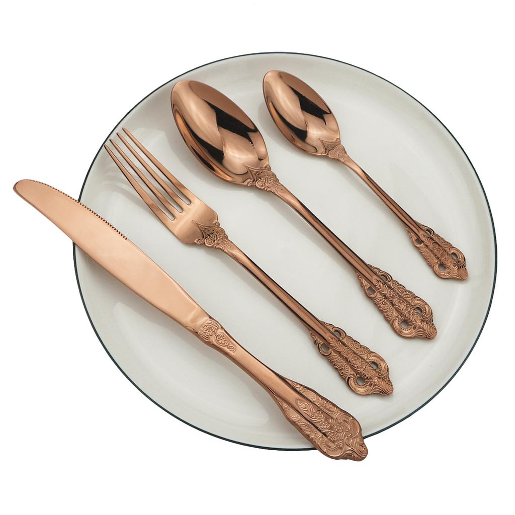 Роскошный набор столовых приборов из розового золота из 24 предметов, нержавеющая сталь, набор столовых приборов, нож, вилка, ложка, набор столовых приборов в западном стиле для 6 персон