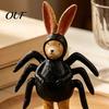 Durable Autumn Souvenir Halloween Spider Bunny Figurine, Resin Rabbit Statue with Legs, Cute Decoration Spooky Tabletop Decor for Bookshelf