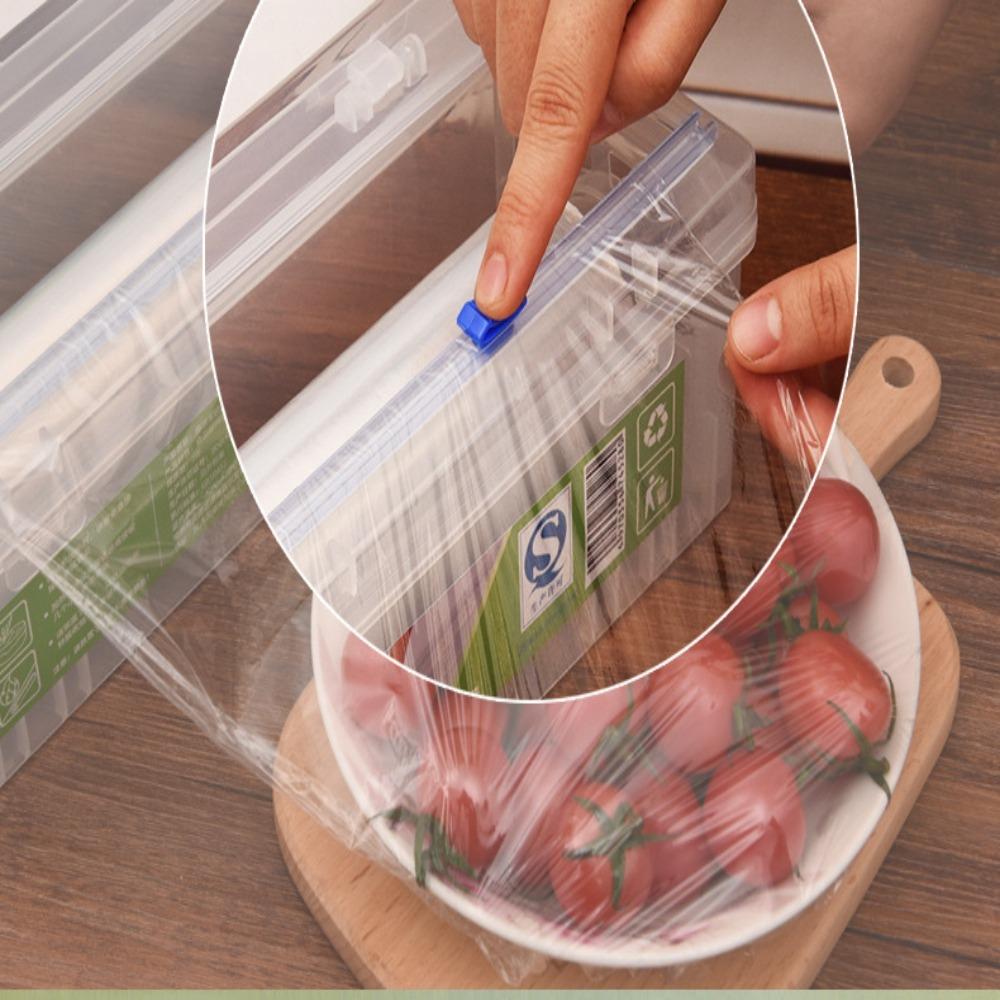 Adjustable Kitchen Tool Cling Film Cutter Plastic Wrap Dispenser Wrap Storage Box Storage Holder