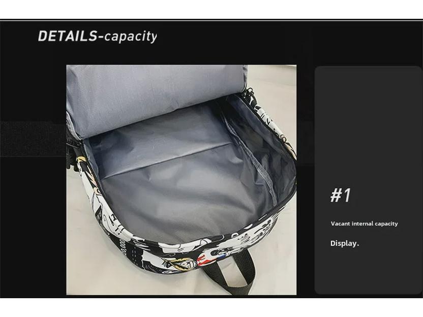 Модный цельный рюкзак с рисунком граффити для мальчиков и девочек - большая вместимость для студентов