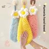 1PCS Cute Coral Fleece Hand-Wiping Towel Thickened Absorbent Towel Hangable Enduring Soft Handkerchief Kitchen Washing Dishes Towel