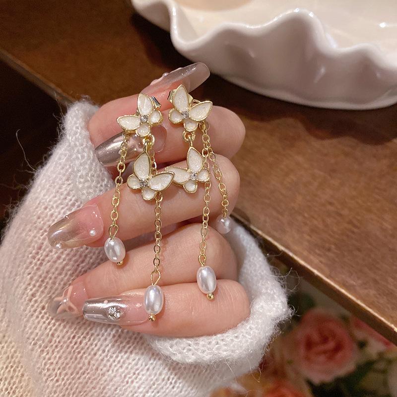 Легкая роскошь нишевые высококлассные асимметричные серьги-бабочки женские весенне-летние маленькие свежие модные темпераментные серьги-пусеты