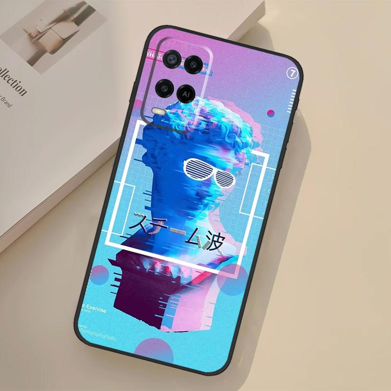 Чехол-статуэтка в стиле ретро-киберпанк "Большая волна" для Oppo A94 A74 A54 A80 A60 A40 A18 A38 A58 A78 A98 A96 A76 A16 A15 A17 A57 A77 A5 Pro