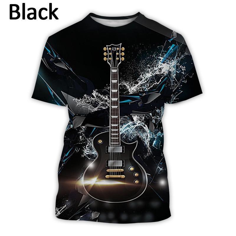 Летняя мода Музыкальные инструменты Бас-гитара Футболка с 3D-печатью Персонализированные хип-хоп уличные мужские трендовые повседневные футболки в стиле Харадзюку