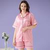 Ayollar Yozgi Muz Ipak Pijama Ayollar Qisqa Yengli Pushti Chiziqli Uyqu Kiyimi Dam olish Kiyimi 2 Bo'lakli To'plam Qizlar Uyqu Kiyimi Uy Kiyimi