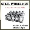 Wellvie Wheel M14 X Steel Long Chrome Custom Fit for Land Flat Car Car Parts Nuts, P1.5, Nuts, 20-Piece Bag, Plated, Knurled, Toyota, Lexus, Cruiser,