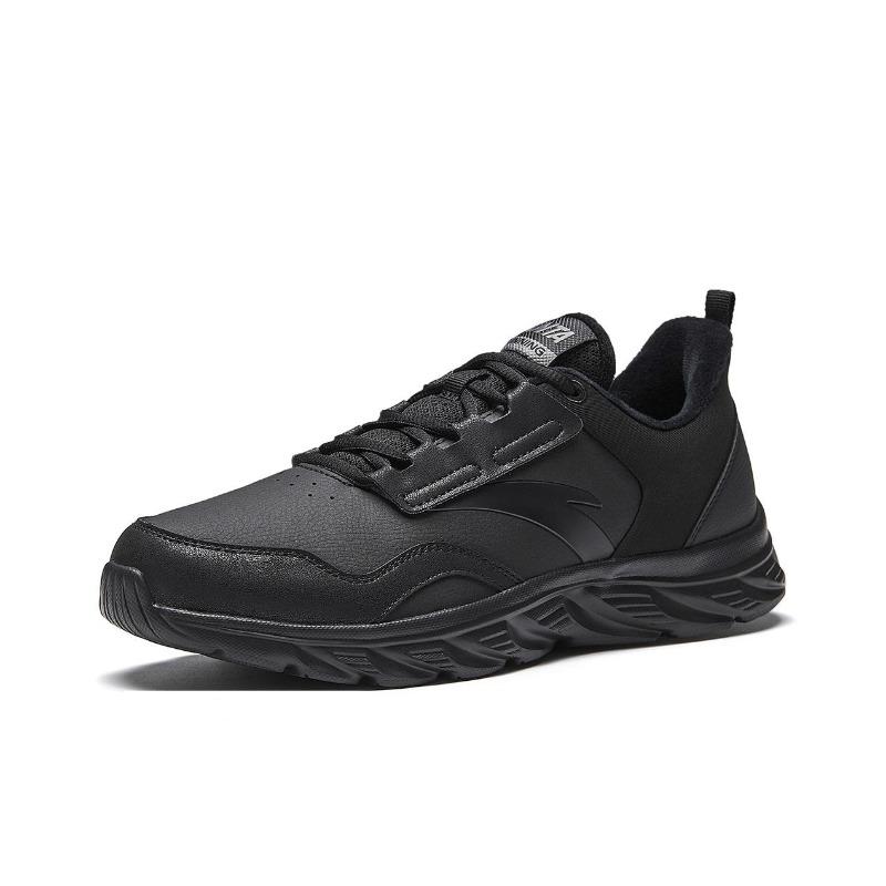 Anta Basic Running Fleece Lined Leather Casual Running Shoes Black Men's 912545519-1