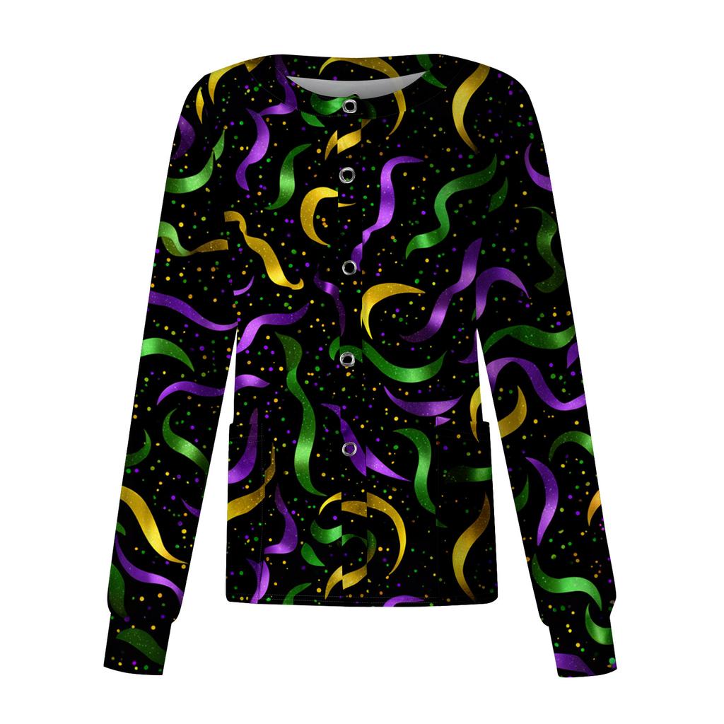 Women's Casual Long Sleeve Single Breasted Printed Dry- Top