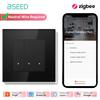 BSEED Zigbee 1/2/3-клавишные умные сенсорные выключатели света 1/2/3-позиционные Tuya Smart Life, совместимые с Alexa, плюс европейские розетки, стеклянные панели