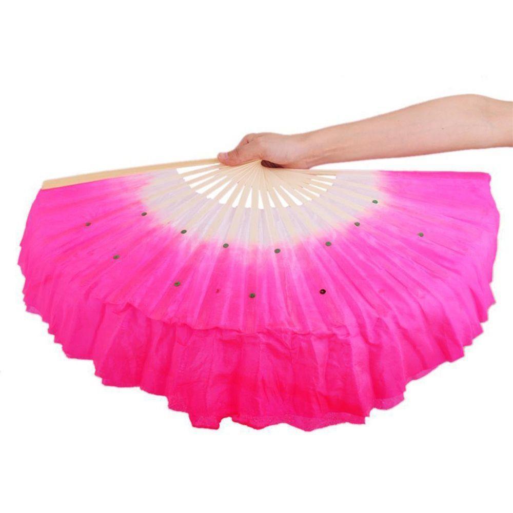 Бамбуковые товары для вечеринок Короткий веер для танца живота Веер для танца Янко Веер из розового шелка Веер-вуаль Веера для танца живота