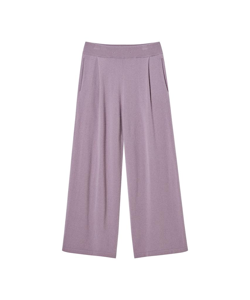 JE NE SAIS QUOI One-Pleat Wide Fit Cashmere Knit Pants_ Lavender
