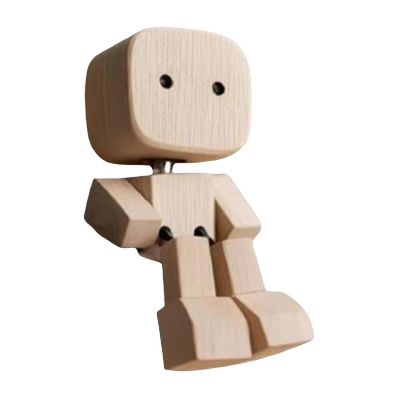 Shaking Feet Wooden Man Figurine Car Interior Small Desktop Ornaments Funny Wood Leg-swinging Figurine Gifts for Home