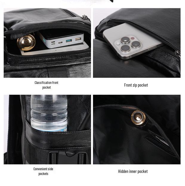 Мужской ретро рюкзак из искусственной ПУ кожи, кросс-граничный, для ноутбука и путешествий, большой вместимости