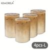 KEMORELA 4/6pcs Vintage Ribbed Cup Set 300ML Vertical Stripe Pattern High Borosilicate Glass Coffee Juice Cup For Dining Room