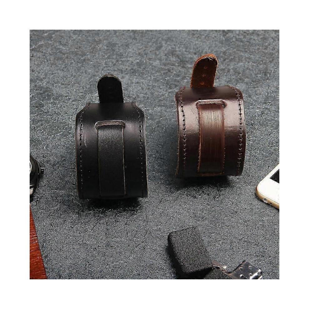 2025 Latest Model  Trendy Men Wide Genuine Leather Bracelet Brown Wide Cuff