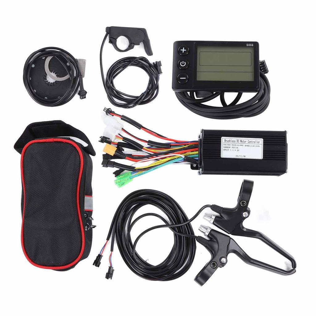 Electric Bicycle Conversion Kit 26A 3 Mode Controller S866 Panel Thumb Throttle and Brake Handle for 500W to 750W Motor