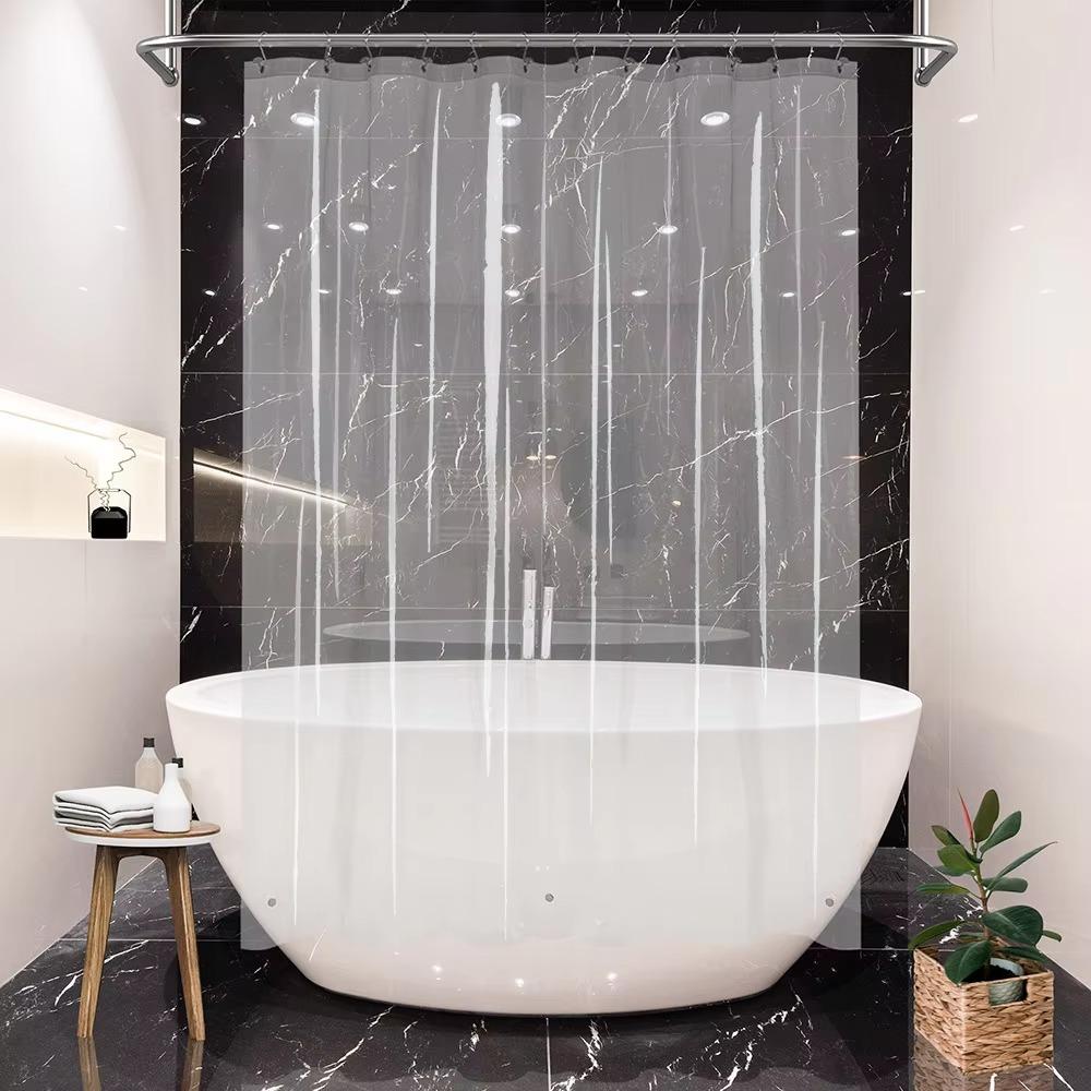 With Hooks Transparent Bathroom Curtain Liner Metal Grommet Bathtub Partition Curtain Restroom
