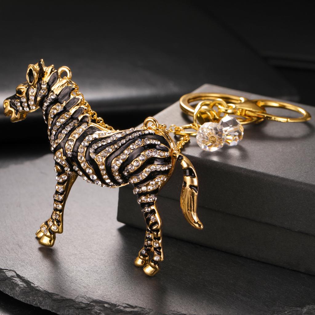 Брелок Зебра Стразы Брелок Лошадь Шарм для Сумки Блестящие Брелки для Женщин Декор для Ключей Подарок для Женщин
