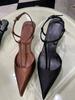 Модные Сексуальные Сандалии из Сатина с Острым Носком и Низким Каблуком Женские Элегантные Сандалии на Ремешке на Щиколотке на Каблуке-рюмочке Женские Туфли Летние Модные Повседневные Сандалии на Каблуке