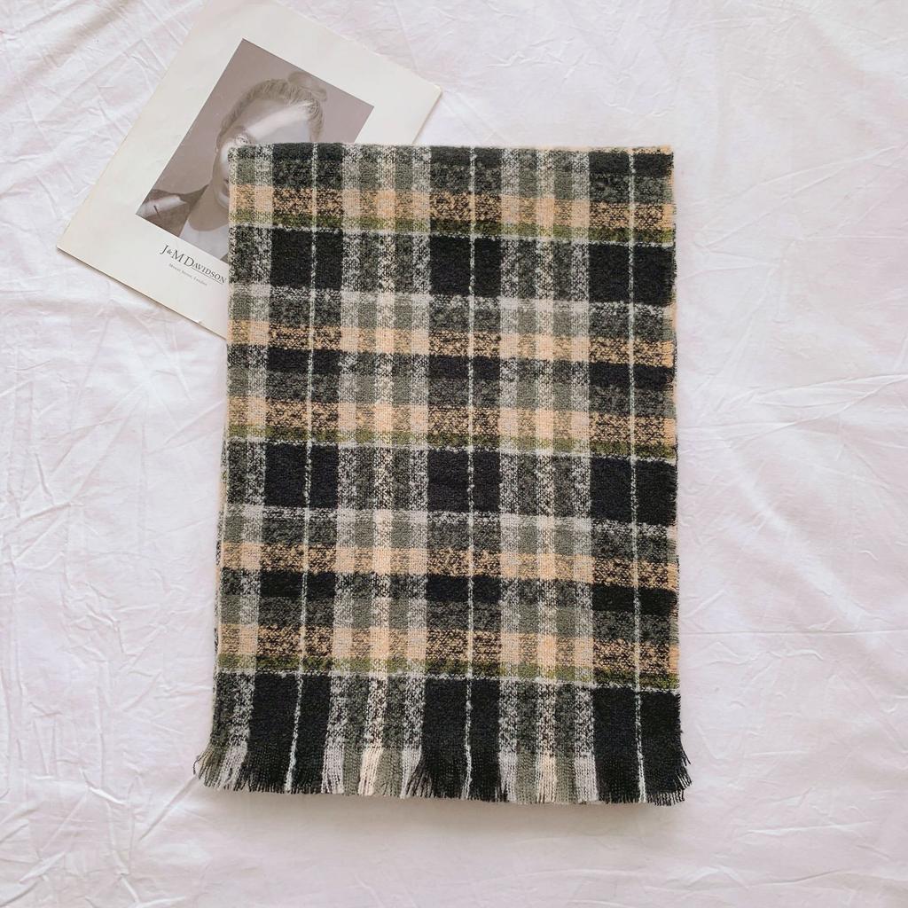 Autumn and Winter Fashion Warm Shawl Imitation Cashmere Fringed Thickened Scarf Decoration Classic Plaid Printing Long Towel
