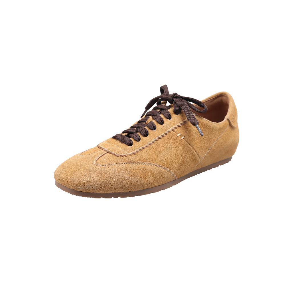 Fashion 2025 New Suede Leather Loafers Woman Round Toe Lace Up Casual Flats Shoes Outdoors Walk Fashion Shoes Flats Shoes for Women