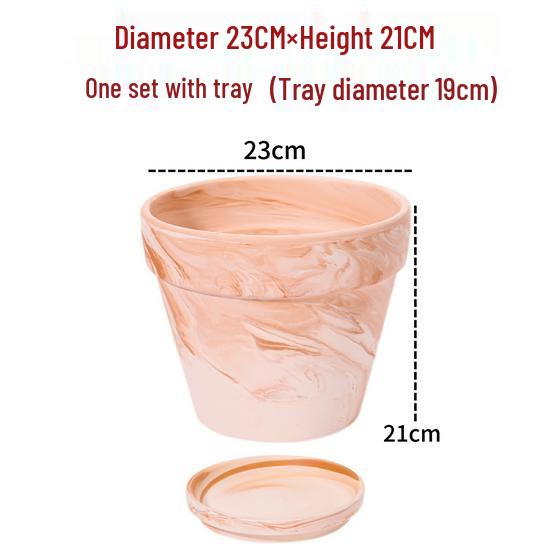 Nordic Style Macchiato Terracotta Flower Pot - Large, Breathable Red Clay with Kiln-Changed Color