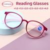 Women Fashion Anti Blue Light Reading Glasses Vintage Round Farsighted Eyeglasses Anti-fatigue Hyperopia Prescription Eyewear