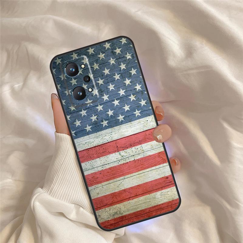 Чехол Флаг США для Realme C55 C71 C75 C61 C53 C33 C63 C51 C65 C67 11 12 13 14 15 Pro Plus GT6 GT7 Pro