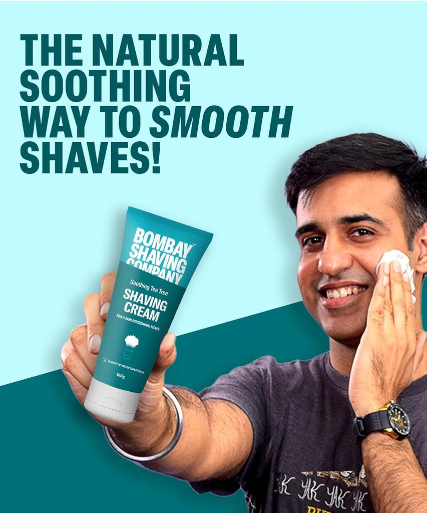 Крем для бритья Bombay Shaving Company с маслом чайного дерева, экстрактами алоэ вера и ментола, 100 г