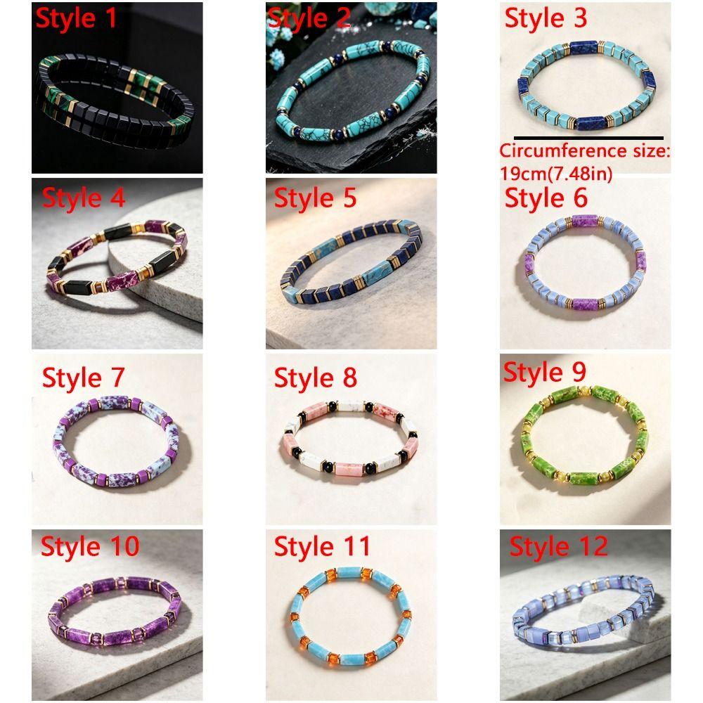 Adjustable Rope Simple Crystal Stone Bracelet Square Cut Square Stone Bangle For Women Men