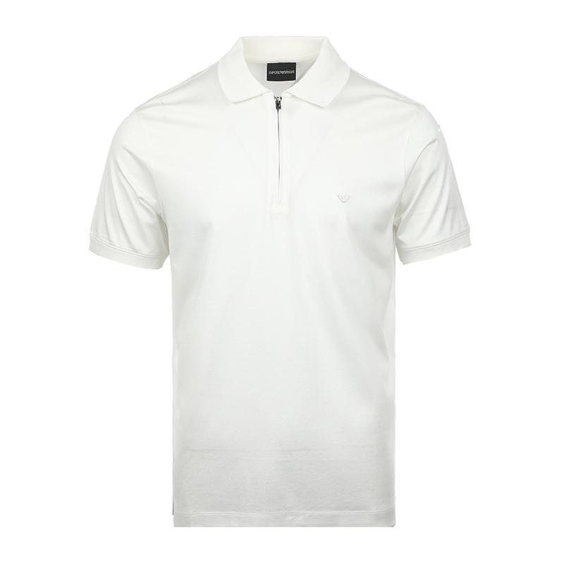Emporio Armani Ss25 Однотонная мужская футболка-поло с вышитым логотипом-орлом, короткий рукав, мужские поло, белая EM001082-AF10017-U0003