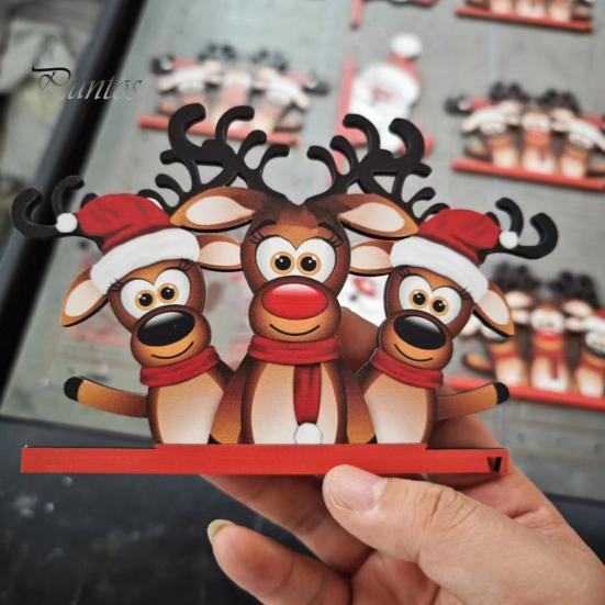 Christmas Door Corner Decoration Rustic Wooden Santa Claus Elk Gnome Elf Left Right Door Frame Sign Front Door Edge Topper Sitter Holiday Ornament