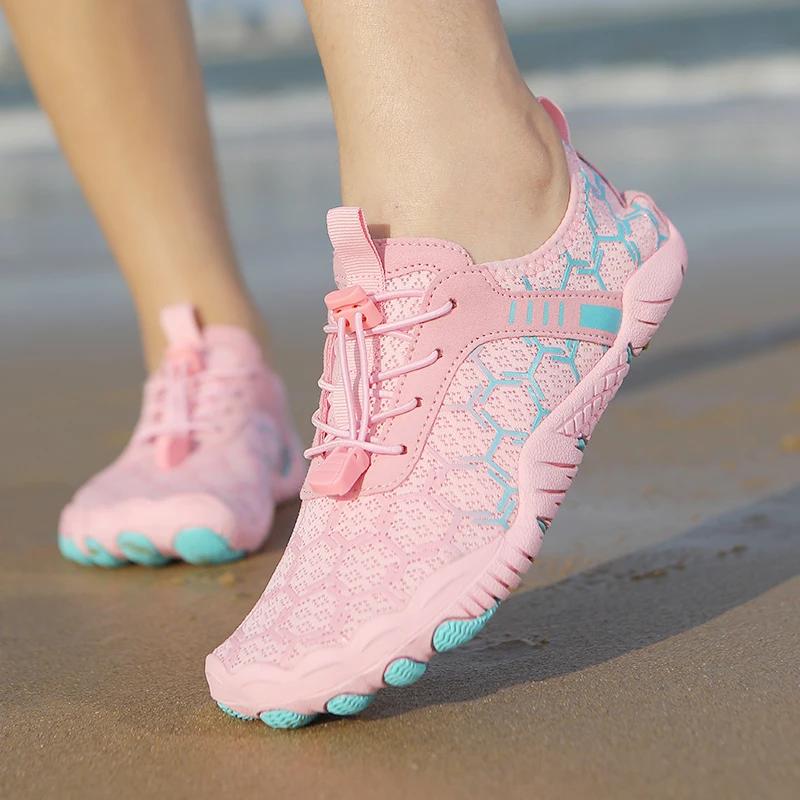 Women Men Aqua Shoes Upstream Wading Water Sneakers Quick Dry Beach Barefoot Outdoor Upstream Wading Water Sports Swimming Shoes