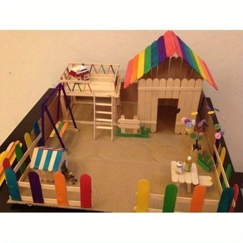 Colorful Wooden Sticks, Wooden Ice Cream Sticks DIY Tools, Handmade Model Materials