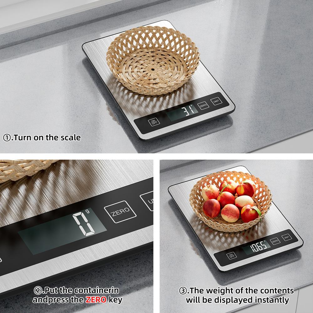 Stainless Steel Digital Kitchen Scale 5kg 10kg 15kg With Lcd Display, High Precision Electronic Scale For Cooking Baking Jewelry Weighing