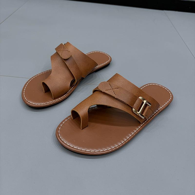 Мода Женские минималистичные сандалии-стринги 2024 Новая мода Плоские сандалии Летняя уличная пляжная обувь для отдыха