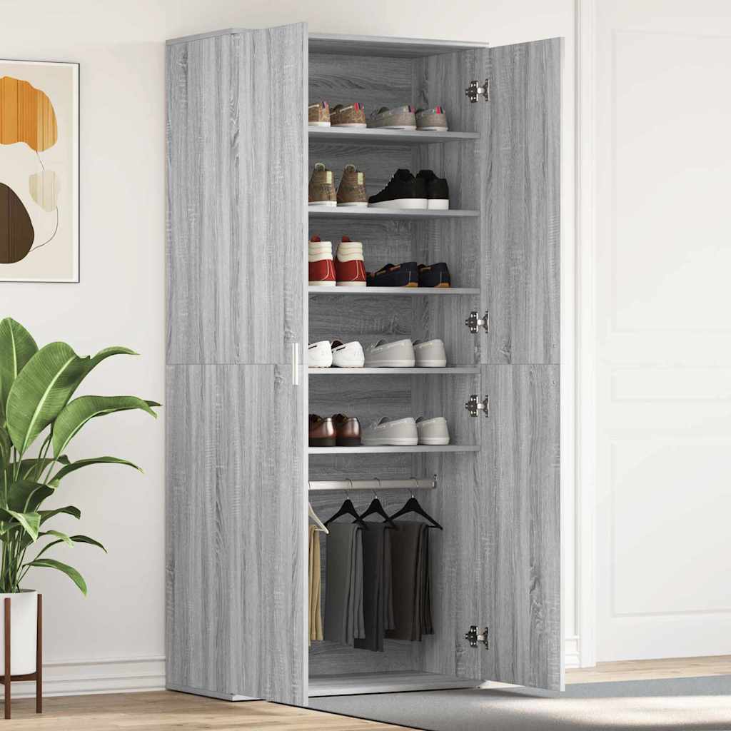 Shoe Cabinet Grey Sonoma 80 x 39 x 178 cm Engineered Wood