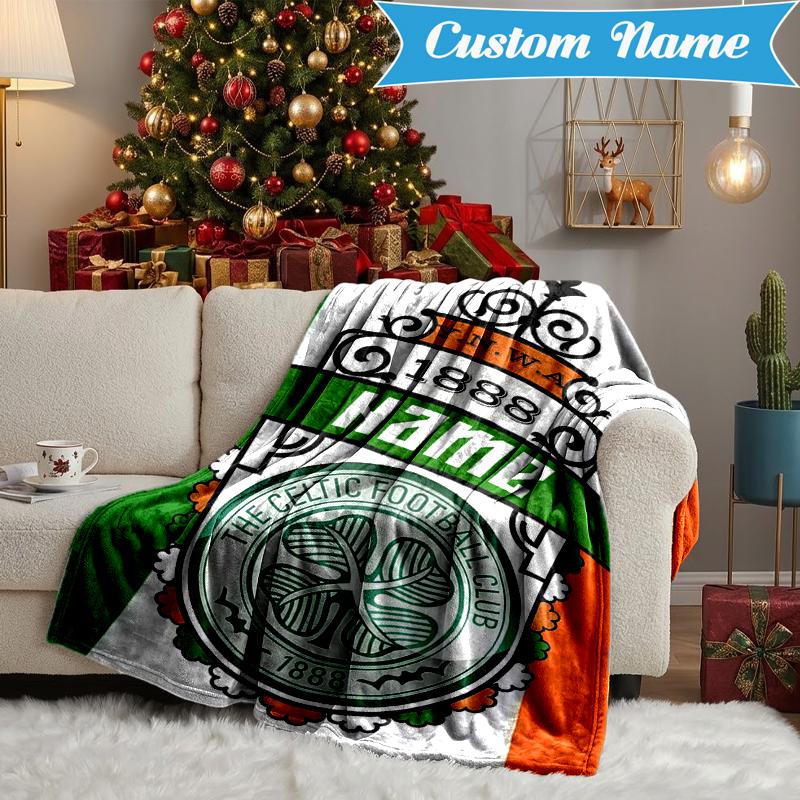 Custom Name Celtic Football Crest Blanket Lightweight Ideal Bedding Blanket Perfect for Travel, Camping, Living Rooms, Sofas, Christmas gift