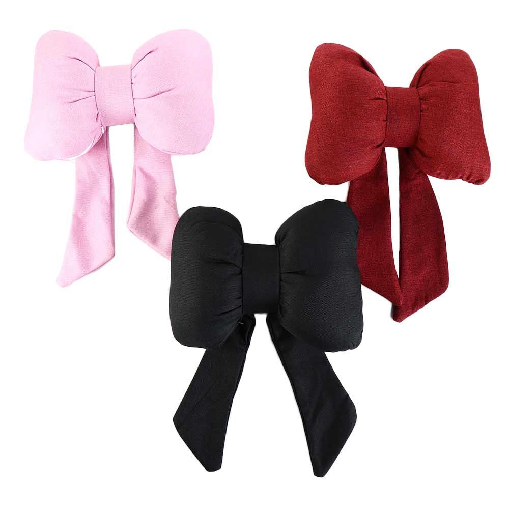 Linen Linen Bow Car Headrest Ribbon Bow Ribbon Bow Car Neck Pillow Lumbar Rest Pillow Car Seat
