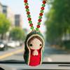 Вязаная крючком подвеска на зеркало заднего вида Дева Мария Украшение для автомобиля Подвеска на зеркало Ручная работа Вязаная крючком статуэтка Марии Милое украшение для автомобиля Духовное