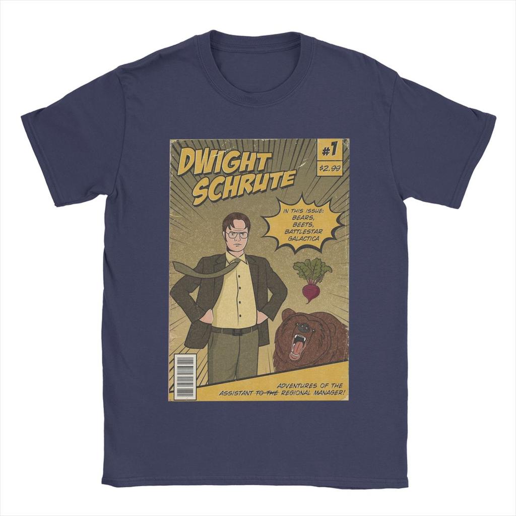 Мужская футболка Dwight Schrute Comics Vintage Cotton Tee Shirt Short Sleeve The Office Tv Series T Shirts O Neck Clothes Graphic