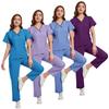 Большие размеры Медицинский костюм Женская медицинская форма медсестры С воротником-стойкой V-образный вырез Верх скраб Брюки-джоггеры Ветеринарный врач Рабочая одежда для работников здравоохранения