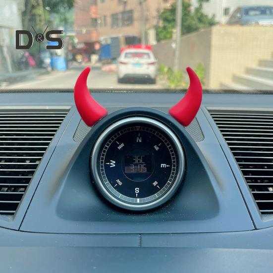 1 Pair Steering Wheel Devil Horn Sticker Small Cute Self Adhesive Auto Car Truck SUV Dashboard Air Vent Steering Wheel 3D Horn Decoration