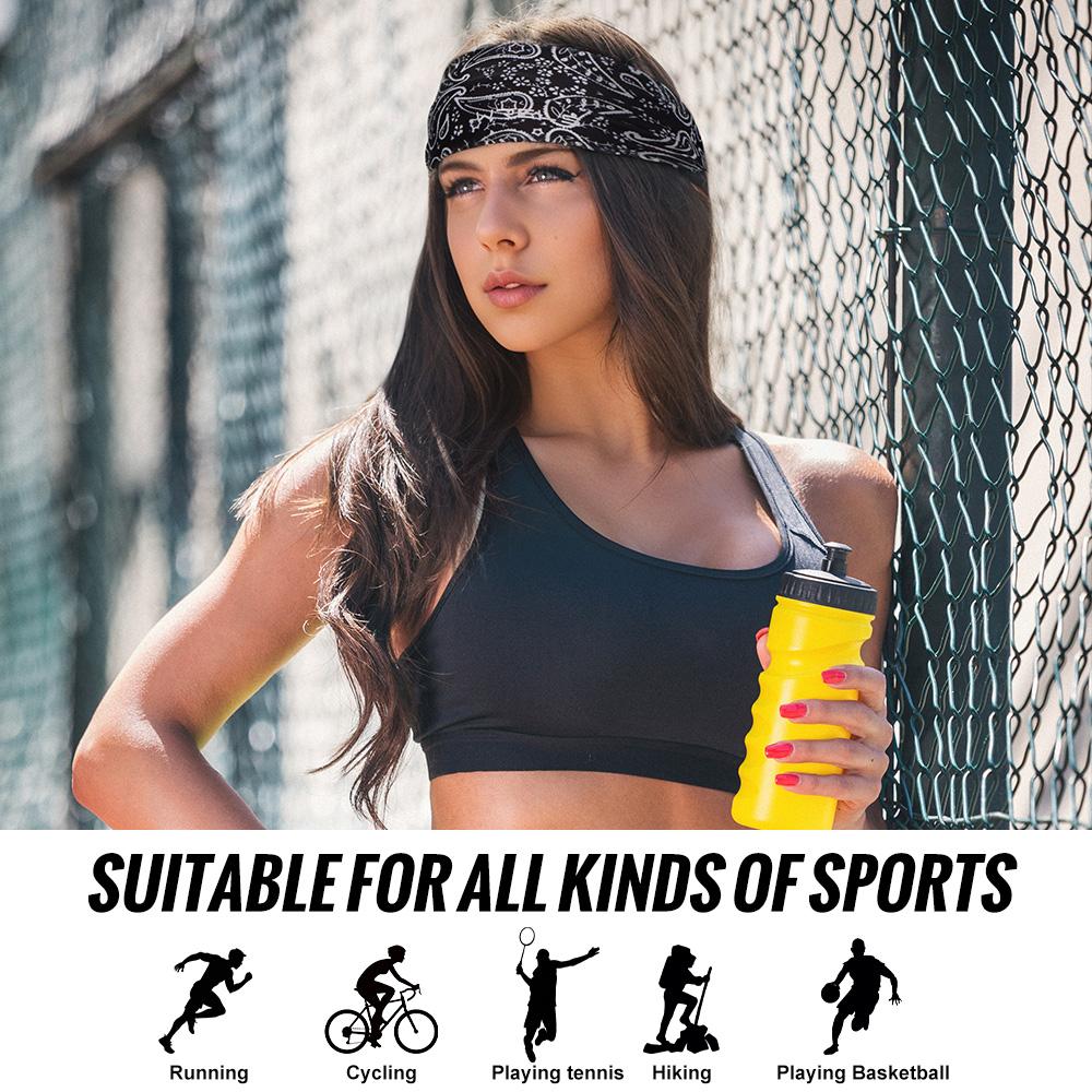 WRELS Sports Sweatband Headband for Men Women Moisture Wicking Workout Non Slip Elastic Hairband Running Cycling Head Wrap