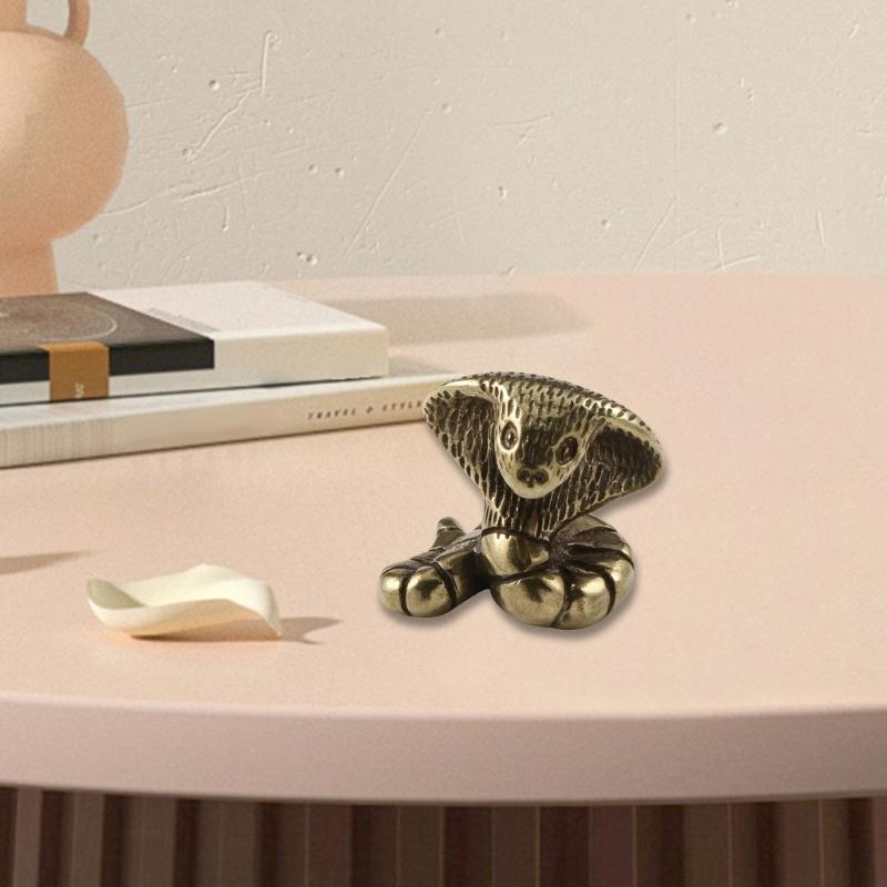 Coppers Zodiacs Cobras Figurines with Bobbing Ornament Wealth Attraction 2025 Chinese Snake New Years Decoration