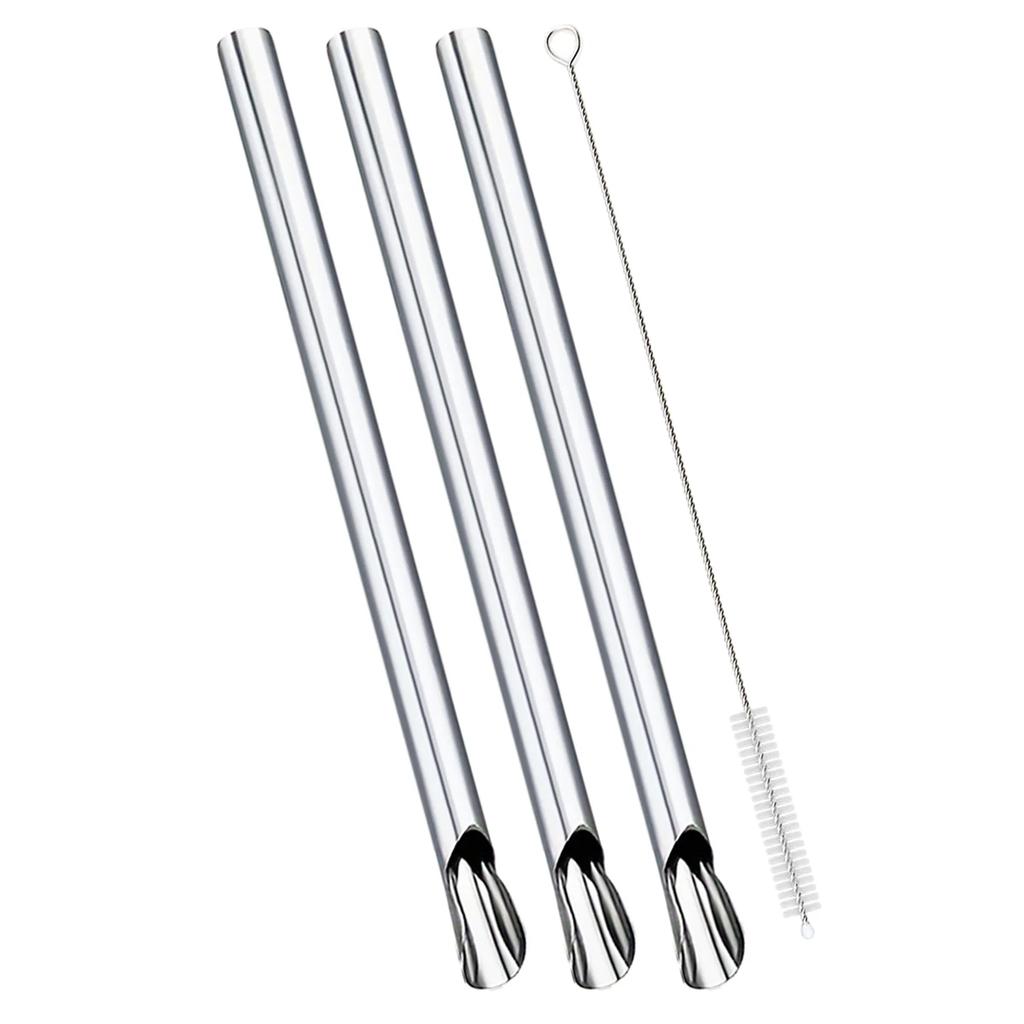 304 Stainless Steel Milkshake Straw Pearl Milk Tea Drinking Straw Set with Brush Fruit Juice Cocktail Straw Bar Accessories