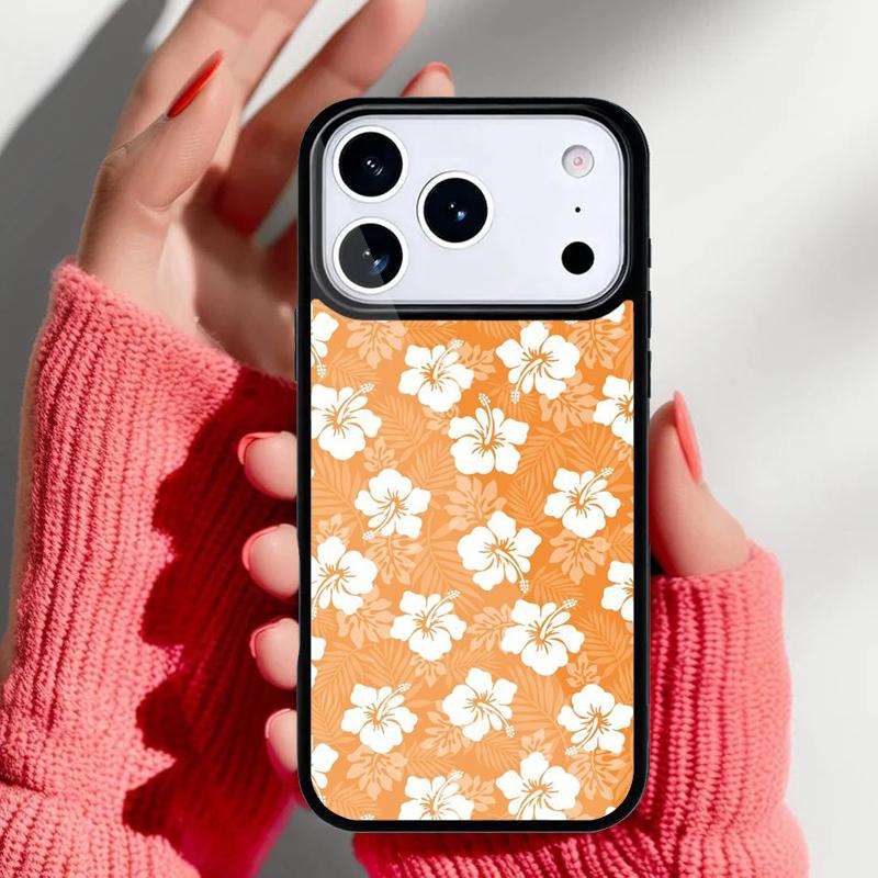 Цветочный гибридный чехол для телефона с цветами гибискуса для iPhone 17 16 15 14 13 Pro Max Задняя крышка для 12 11 Pro Coque