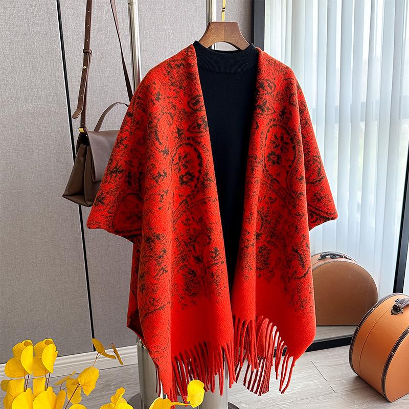 Korean Air Conditioning Shawl Women Wear Internet Celebrity Cape Niche Retro Pattern Warm Scarf