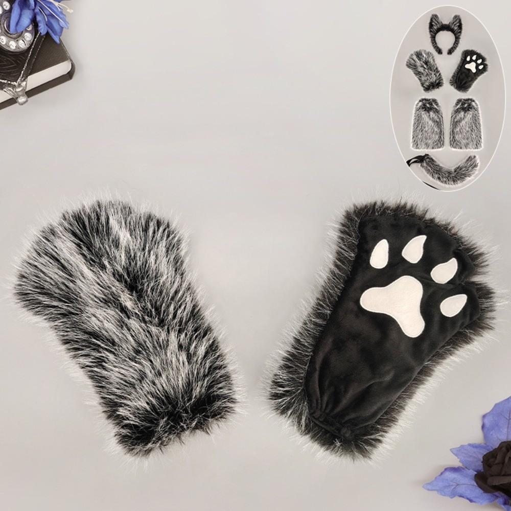 Plush Wolf Ear Hairband Faux Fur Arm Leg Warmers New Wolf Ears Headband Headwear